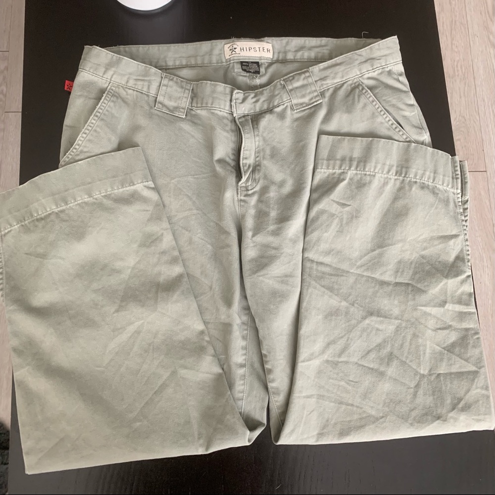 Olive green wide leg cropped pants